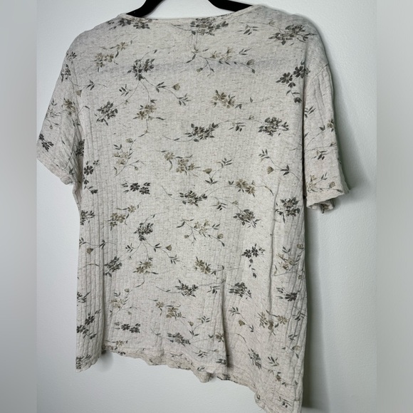 Vintage 90s Point Zero Muted Floral Ribbed Tee Effortlessly Timeless large - Picture 6 of 7